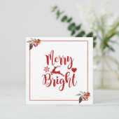 Frohe Weihnachts Red Floral Urlaub Flat Card (Stehend Vorderseite)