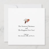 Frohe Weihnachts Red Floral Urlaub Flat Card (Rückseite)