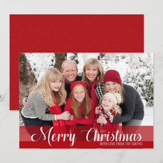Frohe Weihnachts Red Foto Card (Vorne/Hinten)