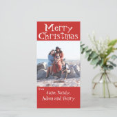 Frohe Weihnachts Red Foto Card Feiertagskarte (Stehend Vorderseite)
