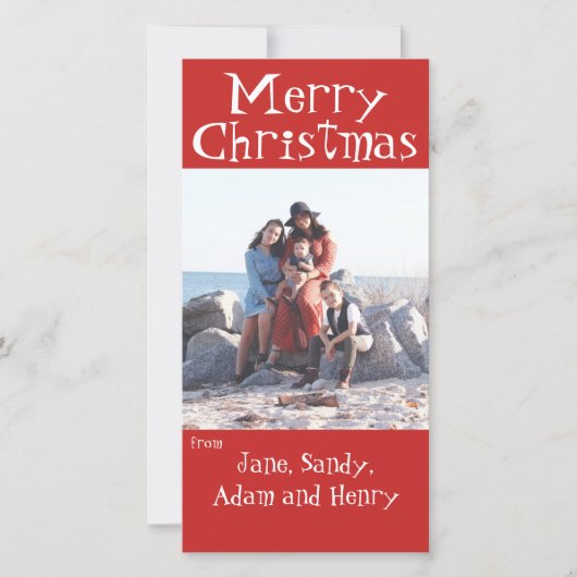 Frohe Weihnachts Red Foto Card Feiertagskarte (Vorderseite)