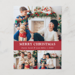 Frohe Weihnachts Red Foto Collage Postcard Feiertagspostkarte