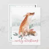 Frohe Weihnachts Red Fox Winter Woodland Urlaub Postkarte (Vorne/Hinten)