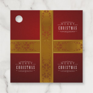 Frohe Weihnachts Red Gold Geschenkmarke Geschenkanhänger