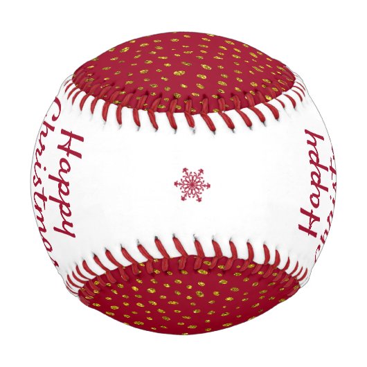 Frohe Weihnachts Red Gold Glitzer Muster Baseball (Rückseite)