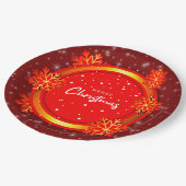 Frohe Weihnachts Red Gold Snowflakes 9" Papierplat Pappteller (Schrägansicht)