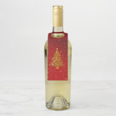 Frohe Weihnachts Red Gold Tree Stars Flaschenanhänger (Auf Flasche)