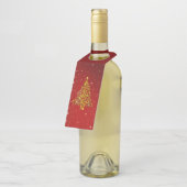 Frohe Weihnachts Red Gold Tree Stars Flaschenanhänger (Angewinkelt)