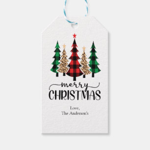 Frohe Weihnachts Red Green Black Kariert Trees Car Geschenkanhänger