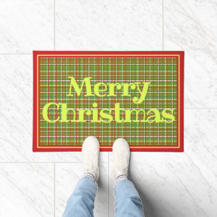 Frohe Weihnachts Red Green Kariert Design Fußmatte