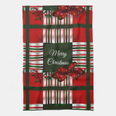 Frohe Weihnachts Red Green Kariert Geschirrtuch (Vertikal)