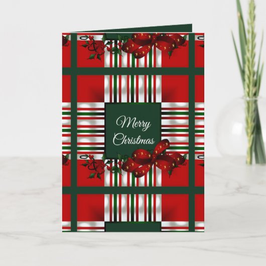 Frohe Weihnachts Red Green Kariert Karte (Vorderseite)