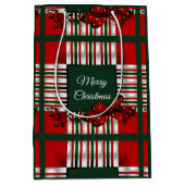 Frohe Weihnachts Red Green Kariert Mittlere Geschenktüte (Vorderseite)