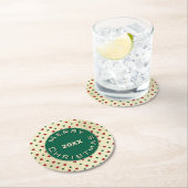 Frohe Weihnachts Red Green Retro Dots Muster Runder Pappuntersetzer (Vor Ort)