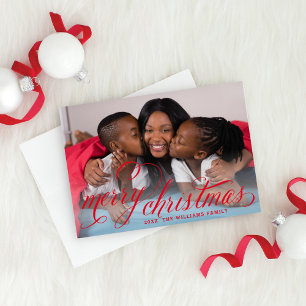Frohe Weihnachts-Red-Handgeschriebenes Script-Foto Feiertagskarte