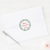 Frohe Weihnachts Red Handwriting Skript | Kranz Runder Aufkleber (Umschlag)