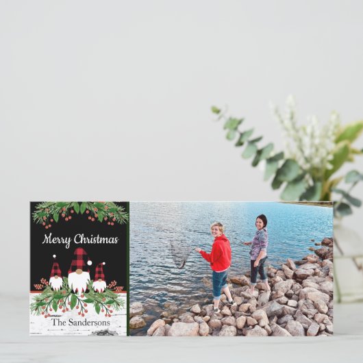 Frohe Weihnachts Red Hat Buffalo Karierte Gnomes (Stehend Vorderseite)