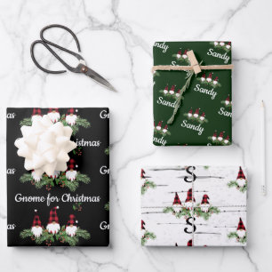 Frohe Weihnachts Red Hat Buffalo Karierte Gnomes Geschenkpapier Set