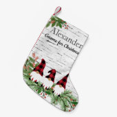 Frohe Weihnachts Red Hat Buffaloe Kariert Gnomes S Kleiner Weihnachtsstrumpf (Vorderansicht (hängend))