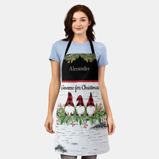 Frohe Weihnachts Red Hat Buffaloe Karierte Gnomes Schürze (Getragen)