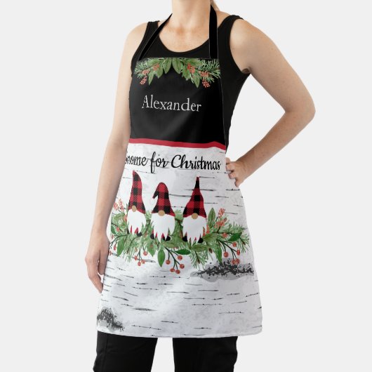 Frohe Weihnachts Red Hat Buffaloe Karierte Gnomes Schürze (InSitu)