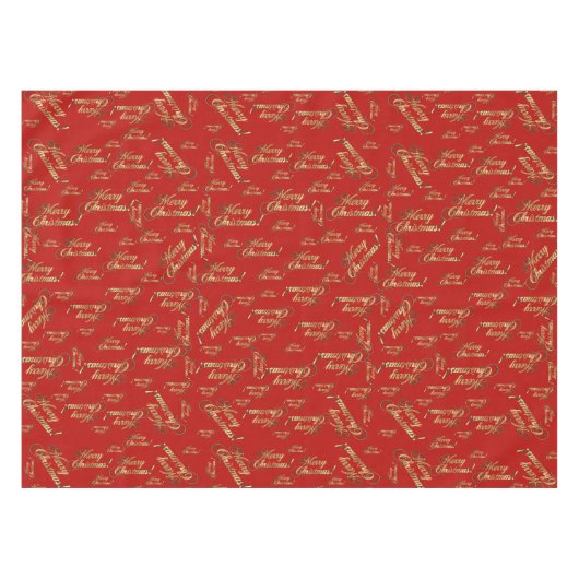 Frohe Weihnachts Red Imitate Gold Foil Script Must Tischdecke (Vorderseite (Horizontal))