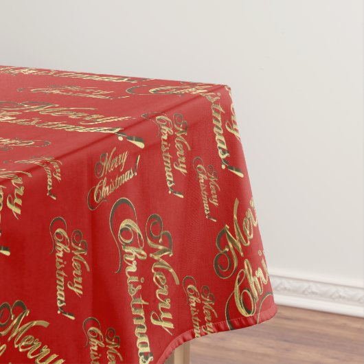 Frohe Weihnachts Red Imitate Gold Foil Script Must Tischdecke (Beispiel)