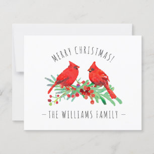 Frohe Weihnachts Red Kardinals Holly Budget Card