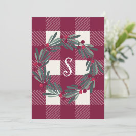 Frohe Weihnachts Red Kariert Monogram Land Hübsch Feiertagskarte