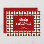 Frohe Weihnachts Red Karos Pattern Postkarte (Vorne/Hinten)