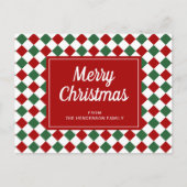 Frohe Weihnachts Red Karos Pattern Postkarte (Vorderseite)