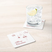 Frohe Weihnachts Red Monogram Bauble Ornaments Rechteckiger Pappuntersetzer (Vor Ort)