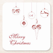 Frohe Weihnachts Red Monogram Bauble Ornaments Rechteckiger Pappuntersetzer (Vorderseite)
