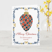 Frohe Weihnachts-Red-Ornament-Karte Karte (Gelbe Blume)