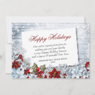 Frohe Weihnachts Red Poinsettia Rustic Holiday Car Feiertagskarte