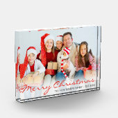 Frohe Weihnachts-Red-Script-Familie Foto Block (Links)
