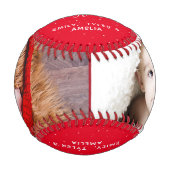 Frohe Weihnachts Red Script Familie Foto Collage Baseball (Vorderseite)