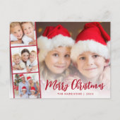 Frohe Weihnachts-Red-Script-Foto Feiertagspostkarte (Vorderseite)