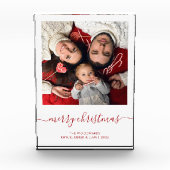 Frohe Weihnachts Red Script Minimalistisch Foto Bl (Vorderseite)