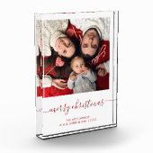 Frohe Weihnachts Red Script Minimalistisch Foto Bl (Links)