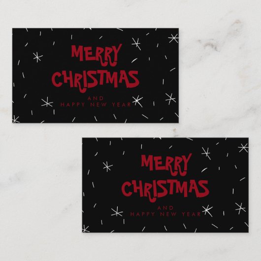 Frohe Weihnachts Red Snow Mini Geschenkkarte Visitenkarte (Vorne/Hinten)