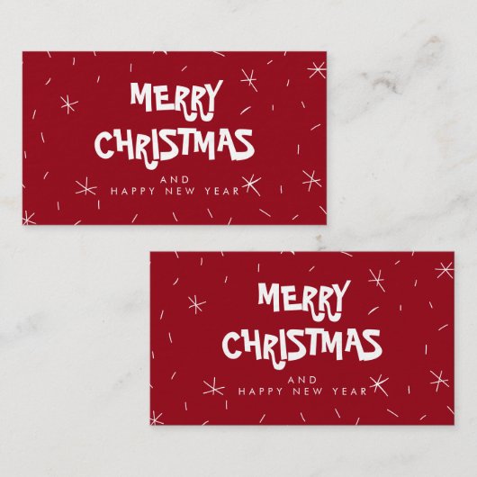 Frohe Weihnachts Red Snow Mini Geschenkkarte Visitenkarte (Vorne/Hinten)