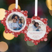 Frohe Weihnachts Red Snowflake Family Foto Ornament Karte