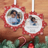 Frohe Weihnachts Red Snowflake Family Foto Ornament Karte