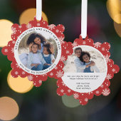 Frohe Weihnachts Red Snowflake Family Foto Ornament Karte