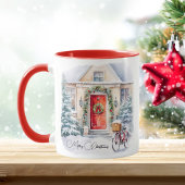 Frohe Weihnachts Red Snowy Hütte Kaffee Tasse