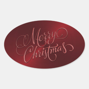 Frohe Weihnachts Red Sticker Embossed Look