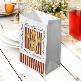 Frohe Weihnachts Red Stripe Niedlich Gingerbread M Mittlere Geschenktüte