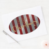 Frohe Weihnachts Red Stripe Sticker Embossed Look (Umschlag)