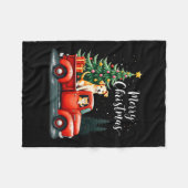 Frohe Weihnachts Red Truck mit Hund & Amp; Katzen  Fleecedecke (Vorderseite (Horizontal))